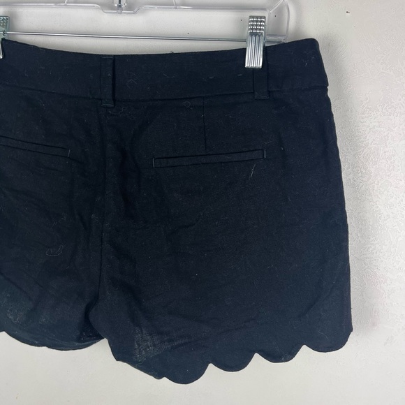 J.Crew 4” Linen Cotton Scalloped Hem Shorts Black 6 - Picture 6 of 10